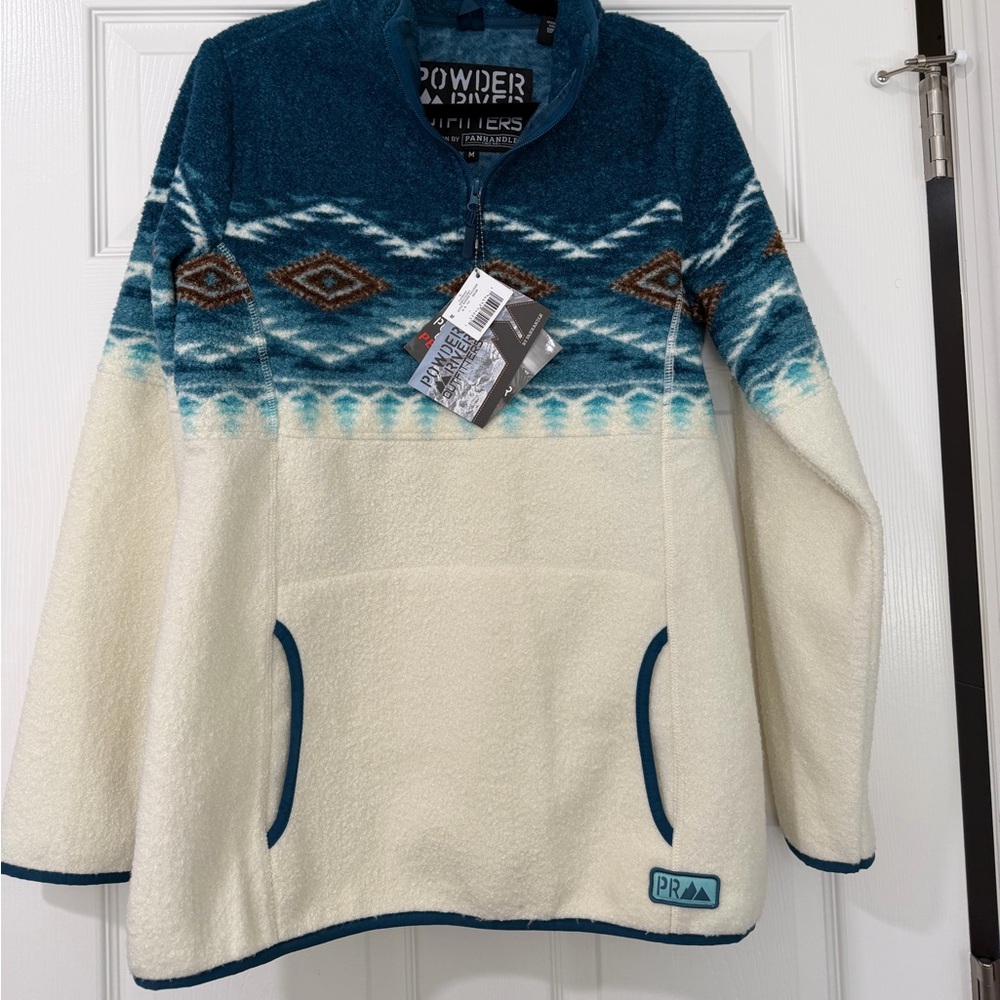 NWT Powder River Outfitters Border Berber pullover in Caribbean/Cream - Picture 2 of 3